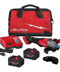 Heavy Duty Brushless Power Angle Grinder Kit With 9000 Rpm Motor And Smart Battery Tech for cutting and grinding, includes case, charger, and batteries.
