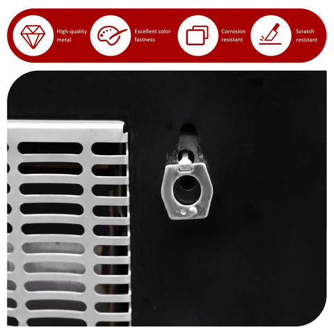 Close-up of a 2 Pack RV Water Heater Cam Locks With Hooks Stainless Twist Cam Lock Latch against black background and grid panel