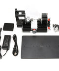 Garosa Mini Metal Lathe High Precision 20K RPM Turning Machine components, including motor, power supply, and black benchtop base.