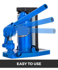 Heavy Duty Toe Lift Jack Featuring Air Hydraulic Action And Heat Treated Steel Cylinder, showing blue hydraulic levers in action.