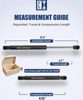 12 Inch 180N Badass Truck Toolbox Lift Supports Pack Of 2 Universal Fits Weatherguard Aluminum Boxes Camper Shells Canopy Doors Smooth As Butter Heavy Duty Ready measurement guide with lengths.