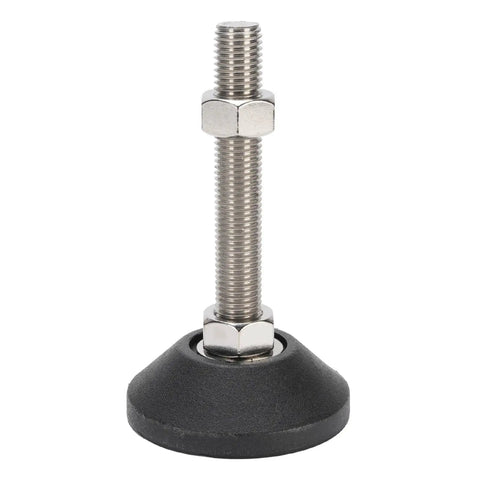 M16 Adjustable Leveling Feet For Furniture And Equipment, Nylon Base With Stainless Steel Threaded Rod, 80mm Rubber Base, Adjustable Up To 100mm