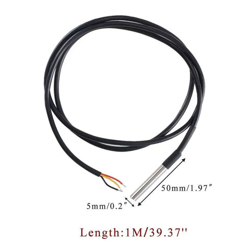 5 Pack DS18B20 Temperature Sensor Probes Waterproof Stainless Steel 1 Meter Cable For Arduino Raspberry Pi And DIY Hobbyists One Wire Digital Temperature Sensor With 3V To 5V Power And Optional 4K7 Resistor