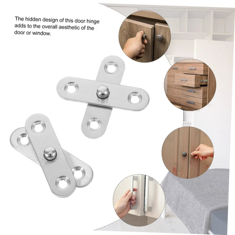 Secret Door Hinges 360 Degree Rotatable Hidden Hinges For Cabinets In Stainless Steel shown in various applications