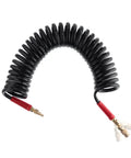 Lightweight Polyurethane Recoil Air Hose 3/8 Inch Lite 5/16 Inch By 25 Feet With 1/4 Inch MNPT Ends coiled with brass connectors.