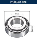 Two Pack 32206 Tapered Roller Bearing Cone And Cup Set, 30mm Bore, 62mm OD shown with measurements, Chrome Steel