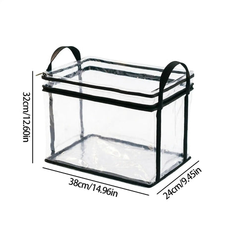 Heavy Duty Clear Zipper Storage Bags With Handles For Moving Ready Organization And Document Protectors, 38x24x32cm design.