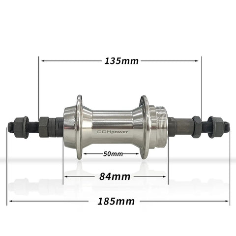 Rear Bicycle Hub 36 Hole 135mm Width Dope Alloy Aluminum Bike Hub Single Thread Three Eighth Inch 338g Lightweight Silver