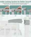 Double locking system on Extra Wide 57 To 59.8 Inch Baby Gate For Doorways And Stairs, Pressure Mount, Auto Close With Hold Open