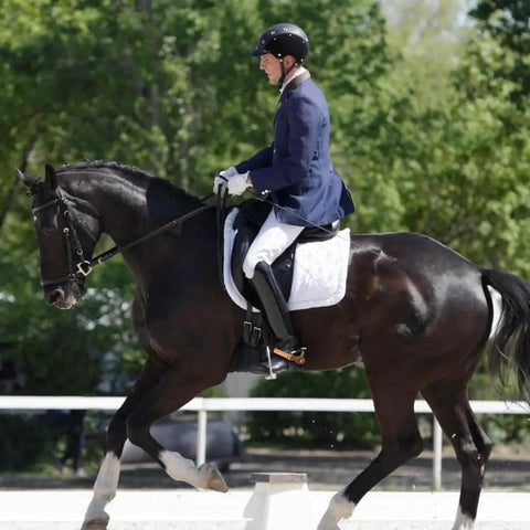 Rider using Premium Leather Spur Straps For Horse Riding, Adjustable Retro Western Style With Six Holes, in action during training