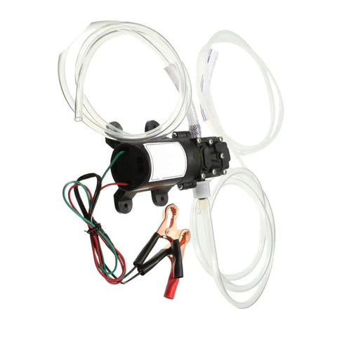 Heavy Duty 12V Self Priming Fluid Scavenge Pump With Long Suction Hose for efficient engine oil and hydraulic fluid transfers.