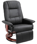 Swivel Recliner Chair With Retractable Footrest In PU Leather On Wood Base Lounge Chair Adjustable High Back Comfy And Space Saving