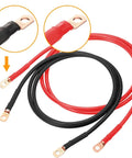 Heavy Duty Battery Cable Lug Kit With Copper Ring Terminals For 1/0 And 2/0 Gauge, 0 And 00 Gauge Wire, showing cables and lugs