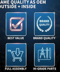 Graphic illustrating OEM quality, best value, brand quality, full assembly, and hi-grade parts.
