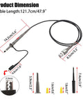 Product Dimensions of Four Pack 100 MHz 600V DC High Sensitivity Oscilloscope Clip Probe With Switchable Ten To One And One To One