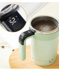 Self Stirring Coffee Mug With Automatic Magnetic Mixing And Smart Temp Sensor Usb Rechargeable Travel Cup That Keeps Your Brew Piping Hot For Zero Hassle Smooth Sippin Every Damn Morning Purple with temperature display.