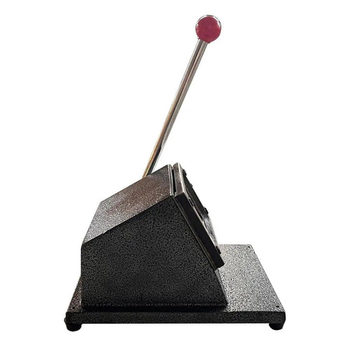 Side view of Manual PVC Card Cutter For CR80 Cards All Metal Desktop Die Cutter With Steel Blade Round Corner 0.8mm Cutting Thickness