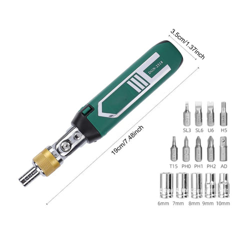 Ultimate 14 In 1 Ratchet Set With Adjustable 0 To 180 Degrees Angle For Tight Spots, Heavy Duty Screw Drill Bit Kit Includes 9 Bits Plus 5 Sockets For Home Repair Auto Maintenance Jobs The Total Fixer Upper That Gets It Done Right. 19cm handle, CRV metal bits and 6-10mm sockets