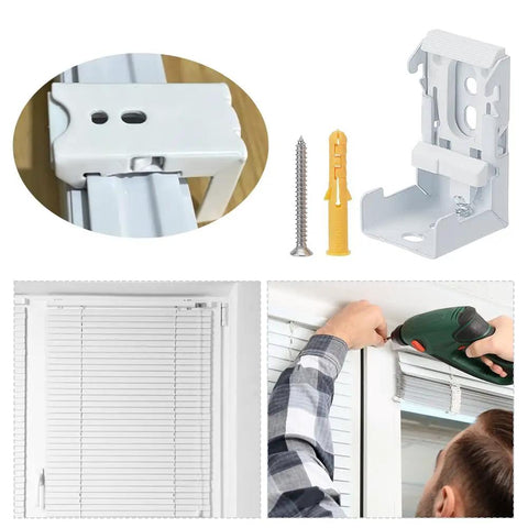 Heavy Duty Roman Blind Brackets Set, White Iron Window Shade Hangers With Screws, Easy Install, Adjustable Curtain Hardware Support, Durable Mount For Living Room And Bedroom Blinds And Shades on white blinds