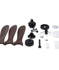 Components of Pwefhsdjvh Ceiling Fan with Remote Control 48W LED Light 6 Speeds Quiet including blades and motor parts.