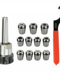 11 Piece ER32 Collet Set With MT2 Shank For Milling Machines Pro Grade Precision 0.0005 Tolerance Hardened Alloy Spanner Kit