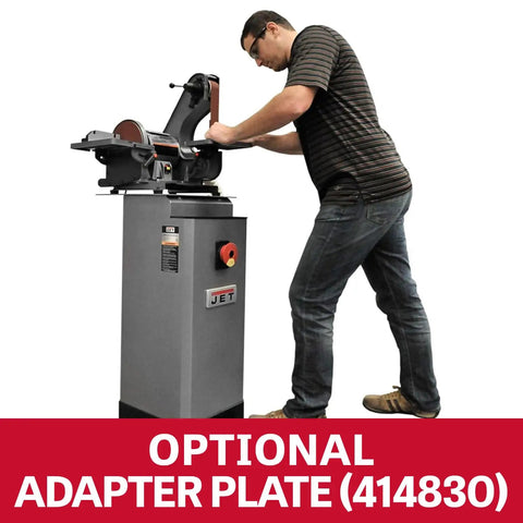 Man using Metal Dust Collector Stand For Workshop, 472 CFM, 115V Single Phase, Fire Safe Aluminum Fan Blade And Housing.