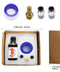 Pneumatic Lever Operated Manual Switch Valve 1/4 NPT, 3 Way 2 Position, includes quick fittings and Teflon seal in packaging.