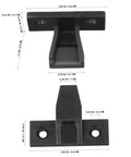 10 Pack Concealed Push On Corner Connectors For Wooden Furniture And Cabinets Quick Snap Install Right Angle Joint Brackets With Screws showing black plastic connectors with dimensions.