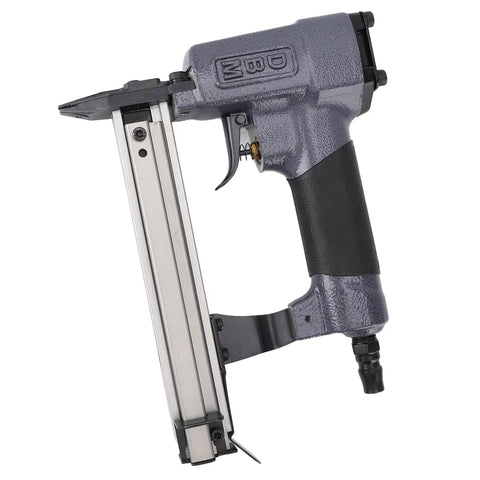 Solid As A Rock Pneumatic Brad Nailer Featuring Slick Aluminum Housing and Instant Jam Clearing Mechanism, side view