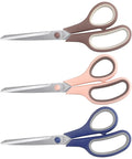 8.5 Inch Pastel Scissors Three Pack Heavy Duty Stainless Steel With Soft Grip Ergonomic Handles Left Or Right Hand Friendly Ultra Sharp Cutters For Crafting School Projects And Office Use, three pastel scissors