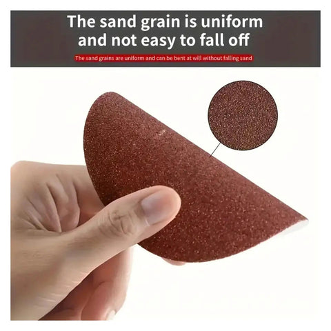 Premium 10 Pc 4 Inch Sanding Discs Set For Drill And Rotary Tool With 60 To 2000 Grit Sheets showing flexible abrasive sheet being held