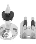 Heavy Duty 316 Stainless Steel Door Stopper With Polished Roller Design For Secure Fixation On Boats RVs Homes Yachts And Ships, showing mount and roller.