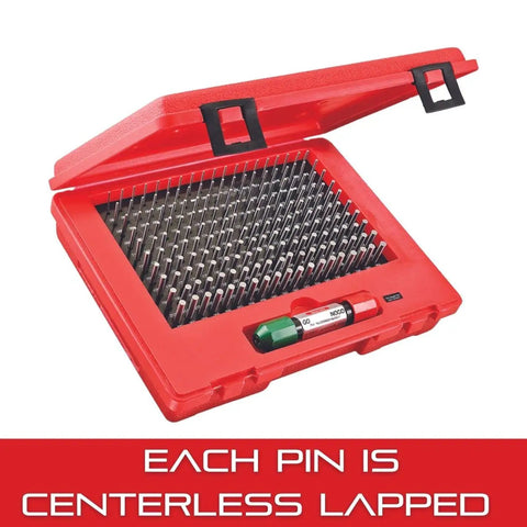 Precision Steel Pin Gage Set For Accurate Bore Sizing With 190 Pin Gauges In.061 To.250 Inch Range Minus Set Rugged High Impact Protective Case