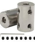 Rock Solid Steel 5mm To 8mm Bore Rigid Shaft Coupler includes M4 socket screws and L hex wrench for CNC builds.