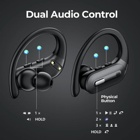 Beast Battery Life Wireless Bluetooth Earbuds With 90 Hours Playtime And LED Power Display, IPX7 Waterproof In Ear Headphones With Earhooks, Lightweight Stereo Ear Buds For Android Phones And Other Devices, Crisp Sound And Comfortable Fit