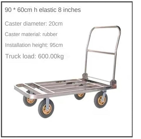 Heavy Duty Platform Cart With Steel Flatbed Dolly, 880 Lb Capacity, Foldable Hand Truck For Moving Heavy Gear And Large Items, Built Tough Push Cart For Shop, Warehouse, Garage, And Job Site, 90x60 cm steel cart with rubber wheels