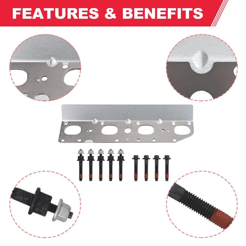 Image of 5.7L Hemi Exhaust Manifold Gasket Set With Bolt Studs And Nuts Plug And Play Bolt-On Direct Fit