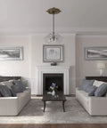 Benson Classic Ceiling Medallion Witch Hazel Crackle Finish in living room, enhancing decor with vintage style, 28.38in outer diameter.