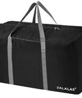 Ultra Spacious 96L Travel Duffle Bag for Men and Women, black nylon, lightweight, waterproof, with two way zippers and handles