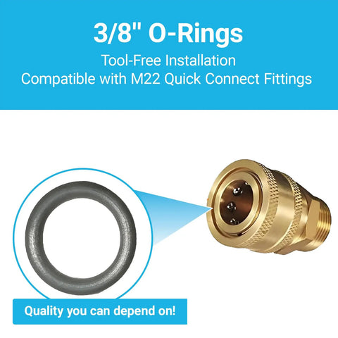 100 Pack Pressure Washer O Ring Seal Kit For DIYers And Pros, Includes 50 Gray O Rings For 3/8 Inch Quick Disconnect Couplers