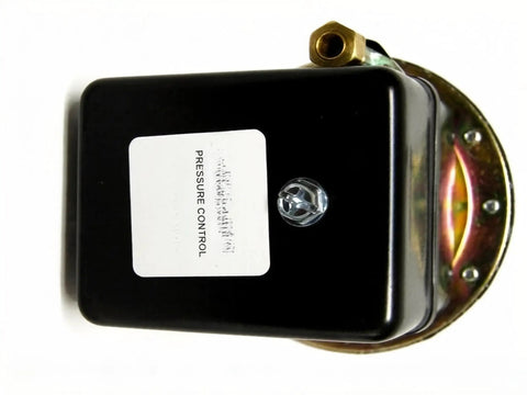 Beefy Heavy Duty Air Compressor Pressure Switch For Fire Sprinkler Systems, 69HAU3 Model, Three Eighths Inch Female NPT With Pulsation Orifice, 250 PSI Max, 5 HP, Industrial Quality Switch Replaces 1401079, black cover