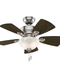 34 Inch Indoor Ceiling Fan With LED Light And Pull Chain, Standard Mount, 5 Blades, Brushed Nickel Finish