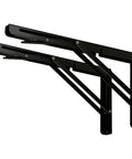 Heavy Duty Folding Shelf Brackets 12 Inch 2 Pack Wall Mounted Drop Down Table, black steel with rock solid hinge design.