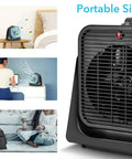 2 In 1 Desk Fan And Space Heater For All Year Comfort, Portable Air Circulator with 45 Degree Tilt, used in home and office settings.