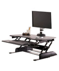 Two Tier Standing Desk Converter With Dual Handle Lift For Monitors And Accessories, 36 Inch Wide Sit Stand Riser, Fully Assembled Black