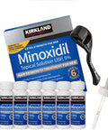 6 Pack Minoxidil For Guys Hair Growth Treatment With Extra Strength Five Percent Liquid Solution Six Month Supply Includes Dropper Applicator And Microneedle Roller