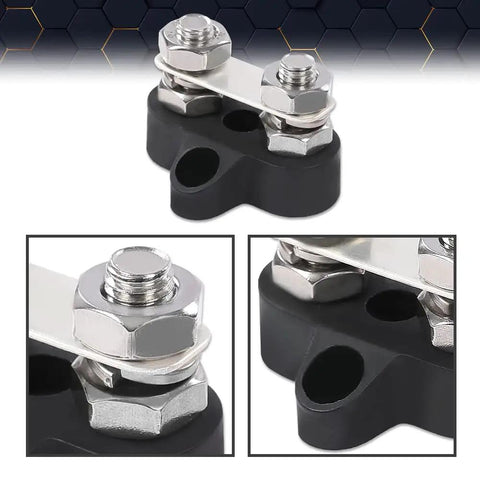 Junction Block Power Post Workhorse Insulated Terminal Stud For Battery Ring Terminals 5 Sixteenths Inch Red Black 2 Piece Kit durable nylon glass fiber stainless steel construction.