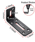 Beefy Heavy Duty L Shaped Shelf Brackets Set Of 6 In Black Alloy Thickened 0.11 Inch arms with precise measurements shown