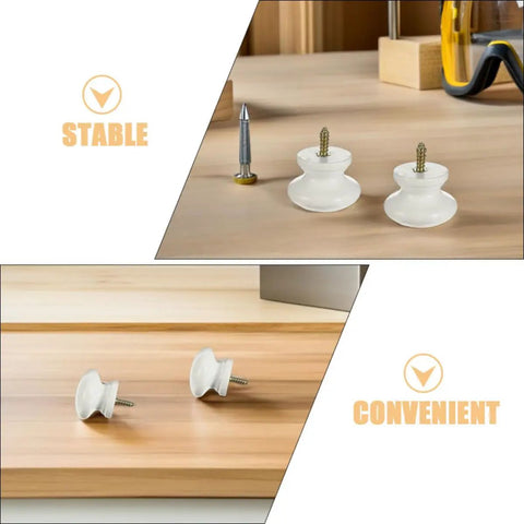 10 Pack Round Wood Cabinet Knobs Single Hole White Drawer Pulls Rustic Kitchen Handles showing stable and convenient design