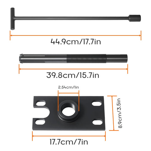 Three-piece gimbal bearing puller/installer kit for Mercruiser/Volvo sterndrive, heavy-duty carbon steel, black.